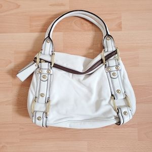 Banana Republic genuine cow leather white handbag shoulder foldover purse
